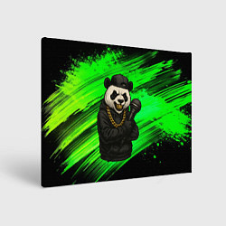 Холст прямоугольный Панда рэпер с микрофоном, цвет: 3D-принт
