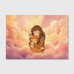 Холст прямоугольный Девочка обнимает лисичку, цвет: 3D-принт — фото 2