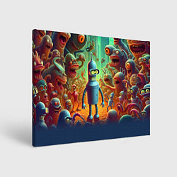 Картина прямоугольная Робот-сгибальщик Бендер среди чудовищ