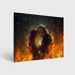 Картина прямоугольная Ведьмак и Трисс огненная стихия