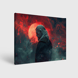 Картина прямоугольная Ведьмак на фоне красной луны
