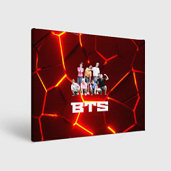 Холст прямоугольный BTS красные плиты с неоновым свечением, цвет: 3D-принт