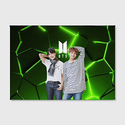 Холст прямоугольный BTS зеленые неоновые плиты, цвет: 3D-принт — фото 2
