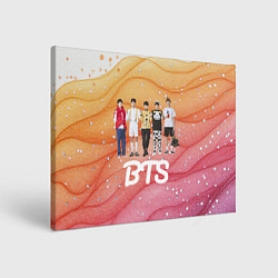 Картина прямоугольная BTS желто-розовый блестящий фон
