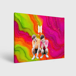 Холст прямоугольный BTS сидят на корточках, цвет: 3D-принт