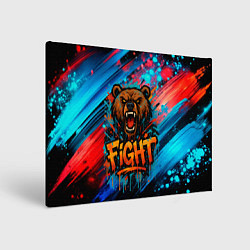 Холст прямоугольный Fight - медведь в краске, цвет: 3D-принт