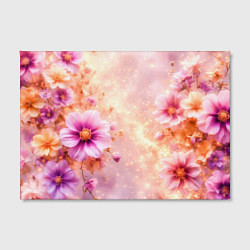 Холст прямоугольный Нежный розовый цветочный с золотистым свечением, цвет: 3D-принт — фото 2