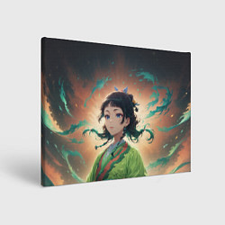 Картина прямоугольная Маомао на фоне облаков