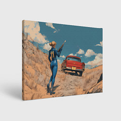 Картина прямоугольная Fallout девушка и старое авто