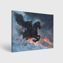 Холст прямоугольный Всадник на лошади в снежную бурю, цвет: 3D-принт