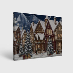 Холст прямоугольный Новогодние дома, цвет: 3D-принт