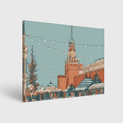 Холст прямоугольный Праздничная атмосфера на новый год, цвет: 3D-принт