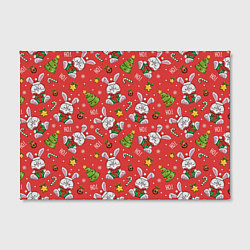 Холст прямоугольный Новогодний паттерн с зайчиком, цвет: 3D-принт — фото 2