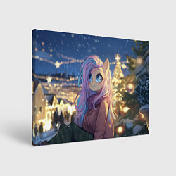 Холст прямоугольный Аниме - лошадка в новогодней атмосфере, цвет: 3D-принт