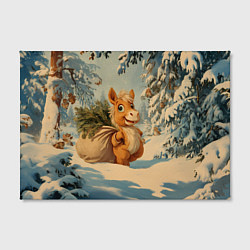 Холст прямоугольный Лошадка с мешком елочных веток, цвет: 3D-принт — фото 2