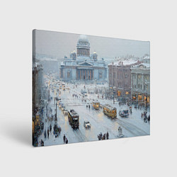 Холст прямоугольный Новогодняя улица Питера, цвет: 3D-принт