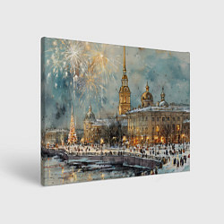 Картина прямоугольная Новогодний салют в Питере