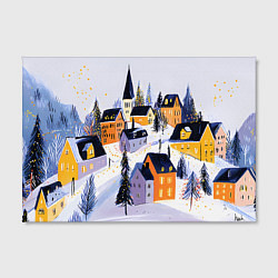 Холст прямоугольный Новогодние домики на горе, цвет: 3D-принт — фото 2