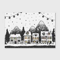 Холст прямоугольный Черно-белый новогодний город, цвет: 3D-принт — фото 2