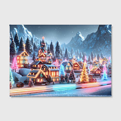 Холст прямоугольный Городок в новогодних огоньках, цвет: 3D-принт — фото 2