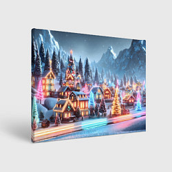 Картина прямоугольная Городок в новогодних огоньках