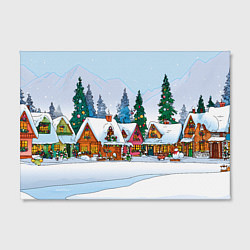 Холст прямоугольный Новогодник дворик, цвет: 3D-принт — фото 2
