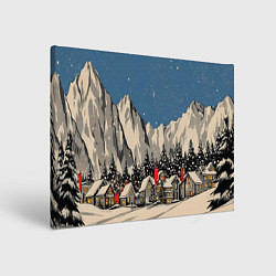 Картина прямоугольная Небольшой новогодний город в горах