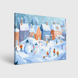 Холст прямоугольный Предновогодний день во дворе, цвет: 3D-принт