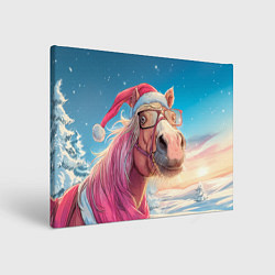 Картина прямоугольная Новогодняя лошадь в очках