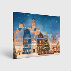 Картина прямоугольная Новогодний дворик и елка
