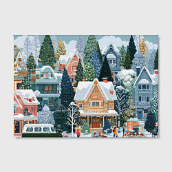 Холст прямоугольный Новогодний елочный двор, цвет: 3D-принт — фото 2
