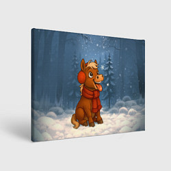 Картина прямоугольная Лошадка ловит снежинку