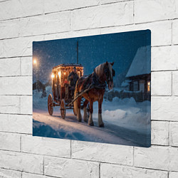 Холст прямоугольный Новогодняя лошадка с повозкой, цвет: 3D-принт — фото 2