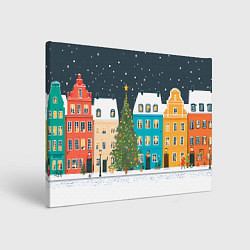 Картина прямоугольная Новогодний снежный город
