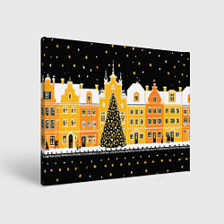 Холст прямоугольный Новогодняя ночь в городе, цвет: 3D-принт