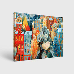 Картина прямоугольная Разноцветные новогодние домики