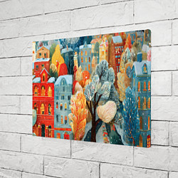 Холст прямоугольный Разноцветные новогодние домики, цвет: 3D-принт — фото 2