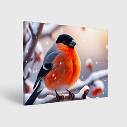 Картина прямоугольная Снегирь на зимней ветке