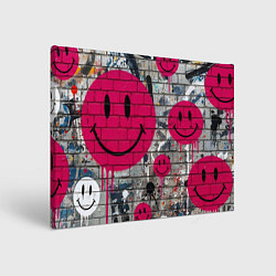 Картина прямоугольная Розовые смайлы граффити