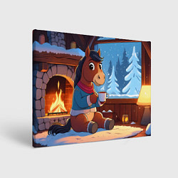 Холст прямоугольный Лошадка у камина, цвет: 3D-принт
