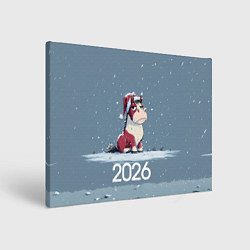Холст прямоугольный 2026 Новогодняя карикатурная лошадка, цвет: 3D-принт