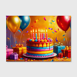 Холст прямоугольный Радуга праздничного торта, цвет: 3D-принт — фото 2