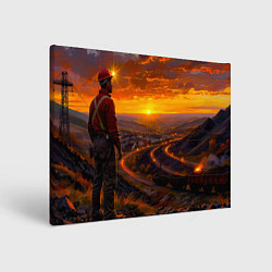 Картина прямоугольная Шахтёр на закате
