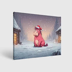 Холст прямоугольный Розовая новогодняя лошадка, цвет: 3D-принт