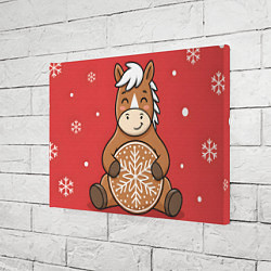 Холст прямоугольный Новогодняя лошадка с печенькой, цвет: 3D-принт — фото 2