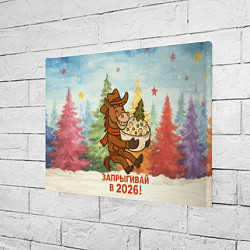 Холст прямоугольный Запрыгивай в 2026 - лошадка с Оливье, цвет: 3D-принт — фото 2