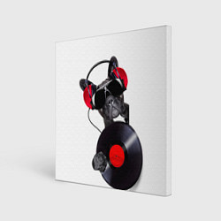 Холст квадратный DJ бульдог, цвет: 3D-принт