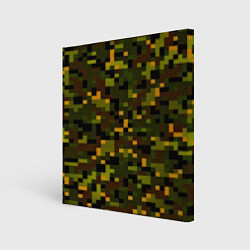 Холст квадратный Камуфляж пиксельный: хаки, цвет: 3D-принт