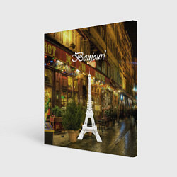 Холст квадратный Bonjour - Paris, цвет: 3D-принт