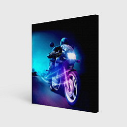 Холст квадратный Мотокросс ночной, цвет: 3D-принт